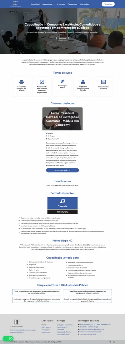 Site HC Assessoria Publica pagina inicial 400